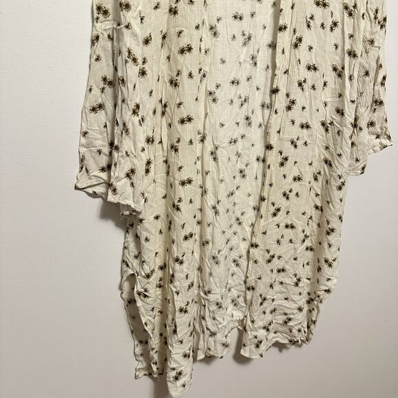 Carly Jean Los Angeles Cream Floral Kimono Cardigan Duster Womens M Boho Western - Picture 5 of 7